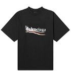 Balenciaga Men's Political Campaign Stencil T-Shirt in Faded Black/White