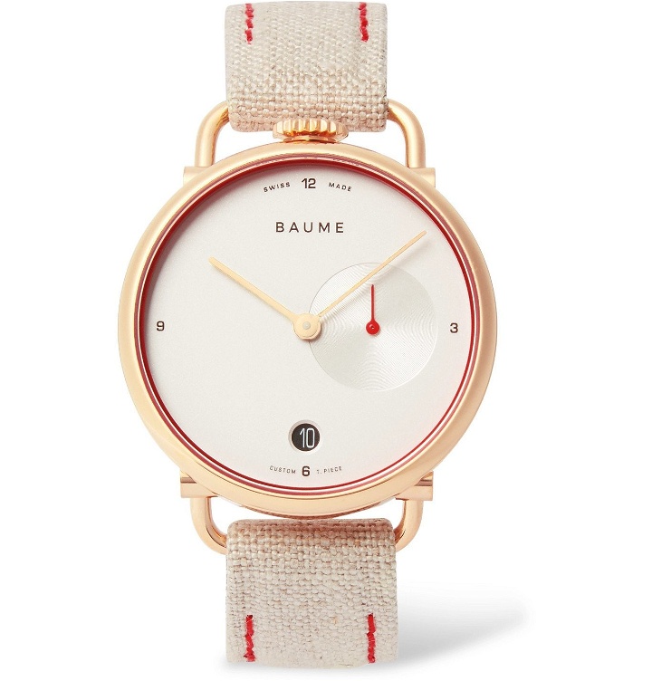 Photo: Baume - 35mm PVD-Coated Stainless Steel and Linen-Webbing Watch, Ref. No. 10602 - White