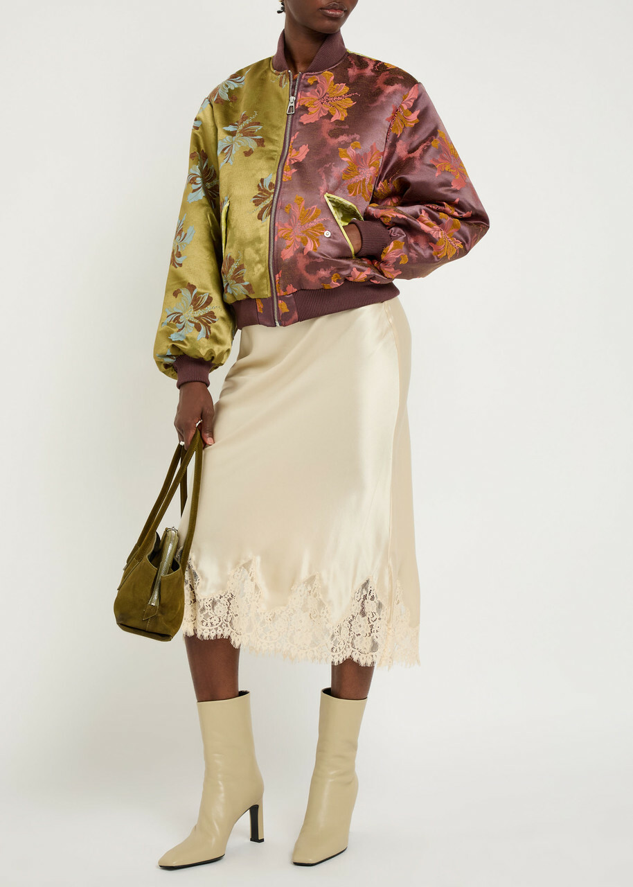 Alemais Adriana Quilted Floral-jacquard Bomber Jacket Multicoloured
