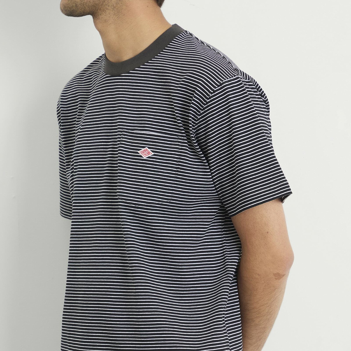 Danton Men's Pocket T-Shirt in Black/White Stripe