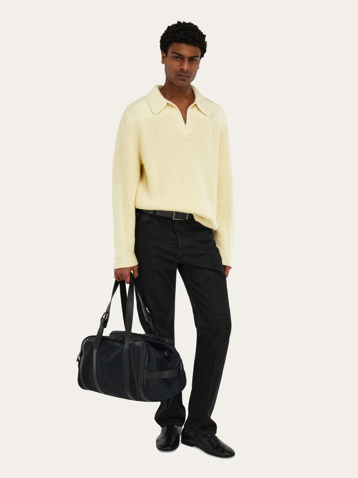 Ferragamo Mens Foldable weekend bag in Black