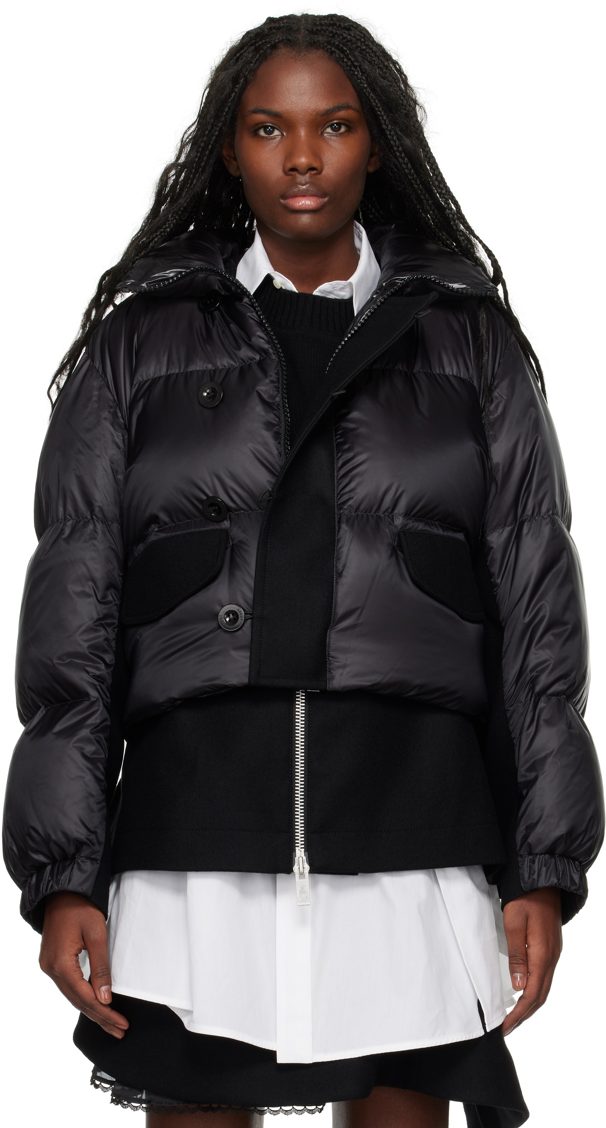 sacai Black Down Puffer Jacket Sacai