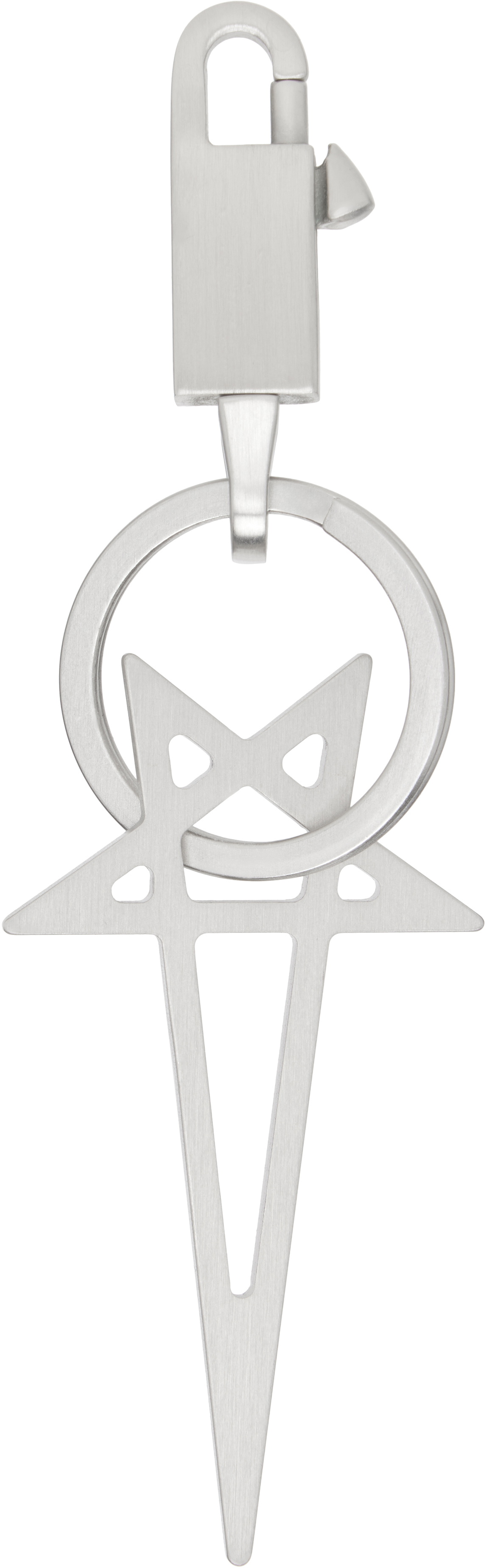 Rick Owens Silver Hollywood Pentagram Keychain