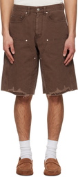 TONYWACK Brown Hand Distressed HBT Double Knee Shorts