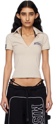 MISBHV Beige Varsity V-Neck Polo