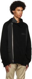 sacai Black Paneled Knit Blazer