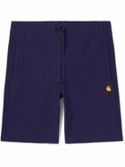 Carhartt WIP - American Script Logo-Embroidered Cotton-Blend Jersey Drawstring Shorts - Purple