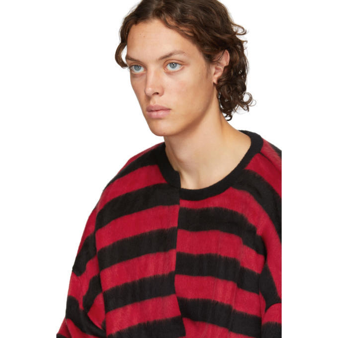 D by D Black and Red Unbalanced Striped Sweater