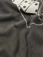 SAINT Mxxxxxx - Logo-Print Distressed Cotton-Jersey T-Shirt - Gray