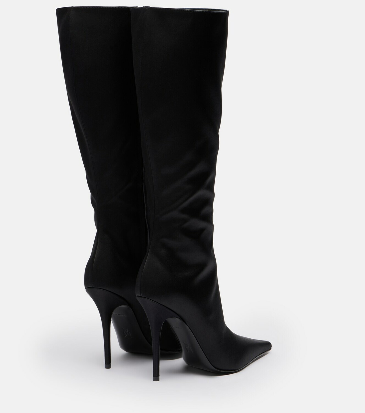 Amina Muaddi Barbara satin knee-high boots