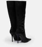 Amina Muaddi Barbara satin knee-high boots
