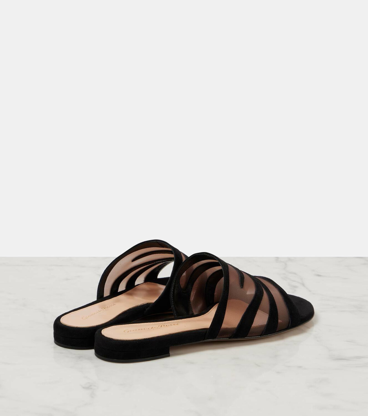 Gianvito Rossi Suede and mesh slides