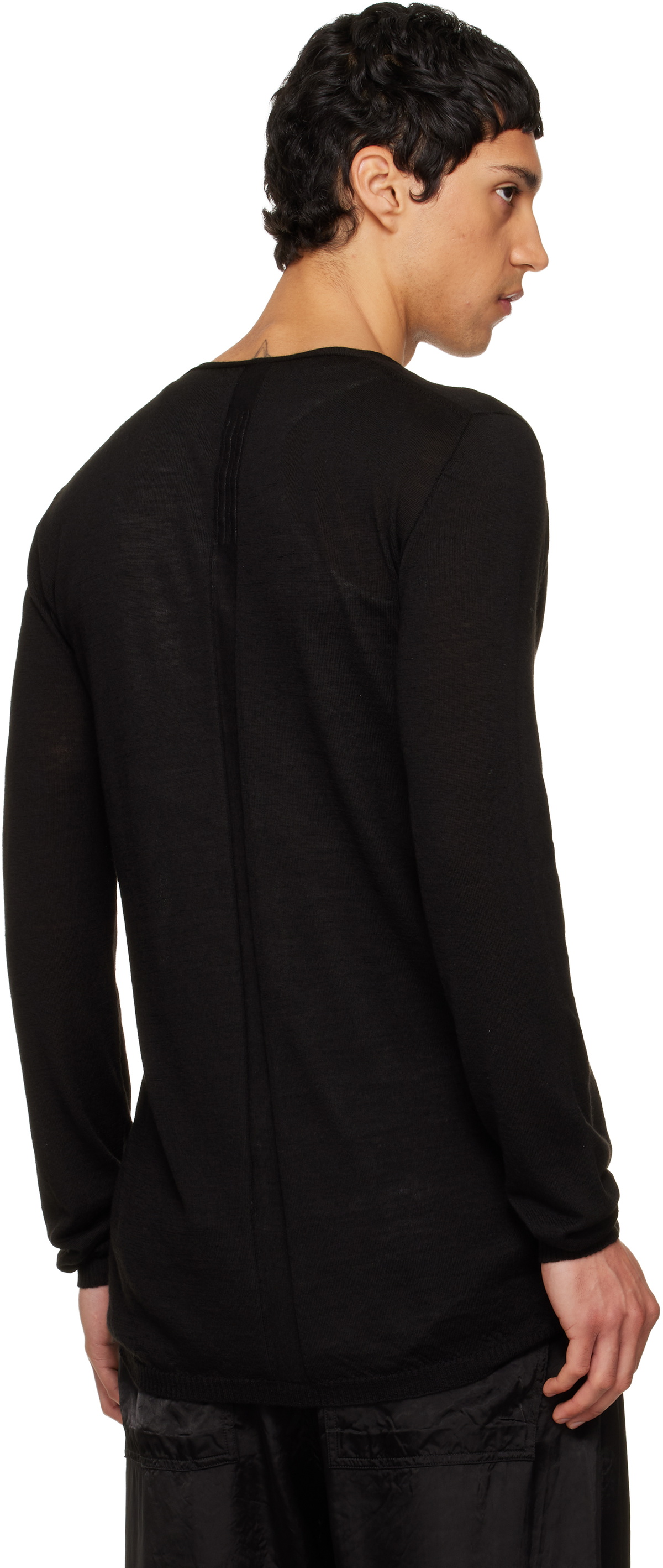 Rick Owens Black Temple Oversized Extreme V-Neck Sweater Rick Owens