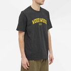 Wood Wood Men's Bobby Arch Logo T-Shirt in Charcoal Melange