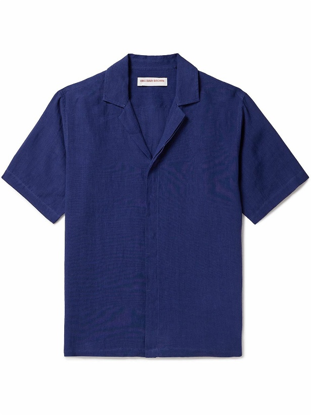 Photo: Orlebar Brown - Maitan Camp-Collar Linen Shirt - Blue