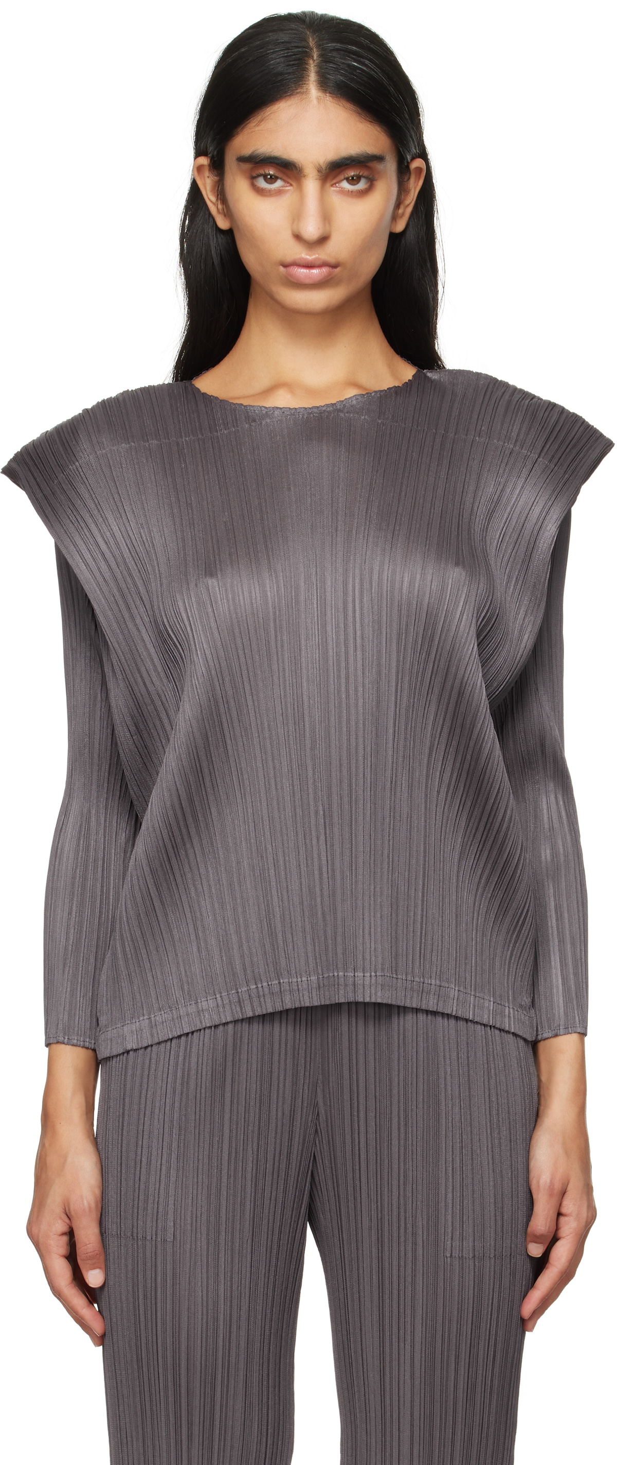 PLEATS PLEASE ISSEY MIYAKE Gray Monthly Colors September Top
