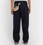 Maison Margiela - Navy Wide-Leg Virgin Wool Trousers with Shell Belt Bag - Blue