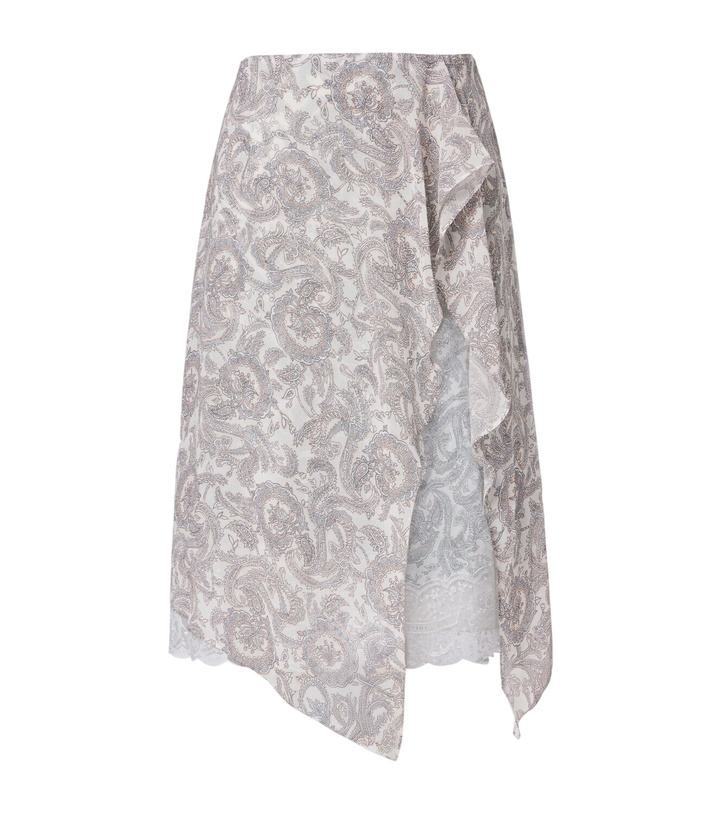 Photo: Acne Studios Paisley lace-trimmed silk crêpe midi skirt