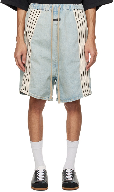 Photo: Fear of God Blue Striped Denim Shorts