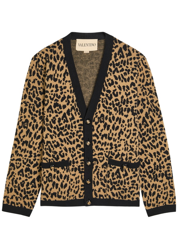 Photo: Valentino Garavani Leopard-print Wool Cardigan Multicoloured 1