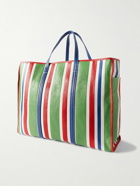 Balenciaga - Chatelet Logo-Print Striped Leather Tote Bag