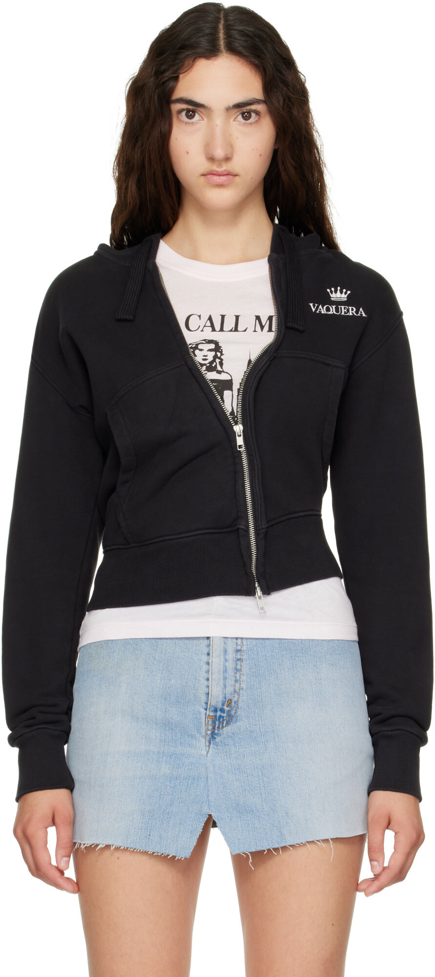 VAQUERA Black Twisted Zip Hoodie