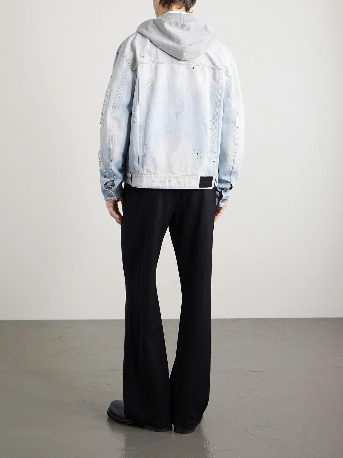 AMIRI - Embellished Distressed Denim Jacket - Blue