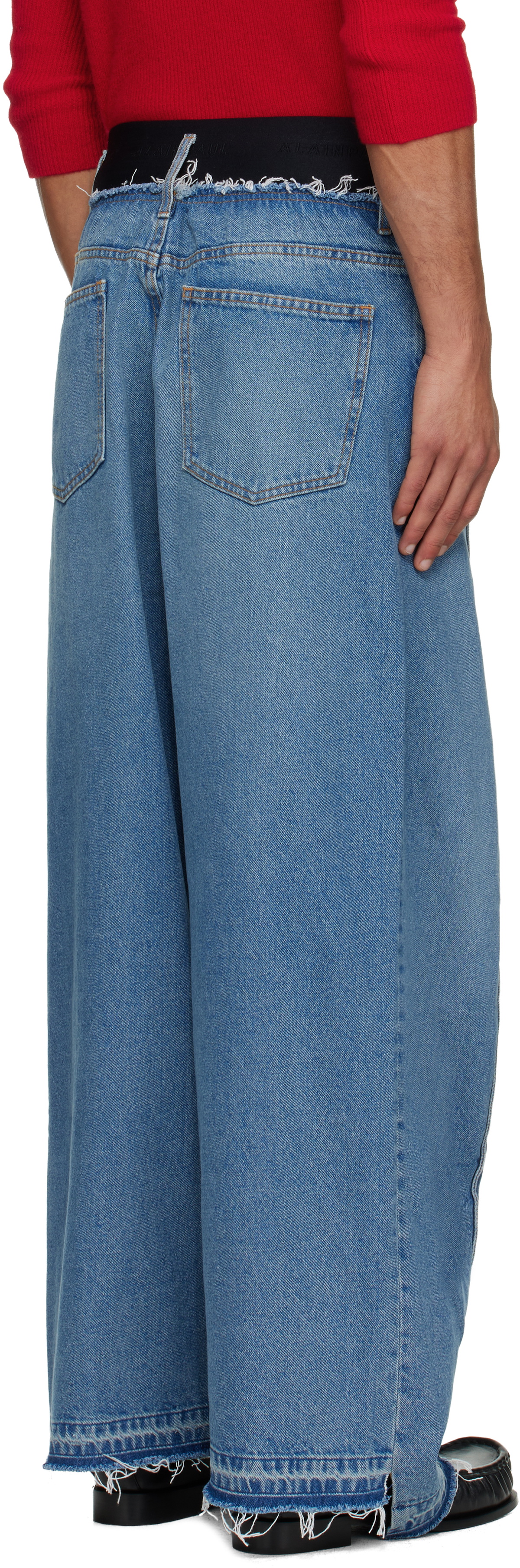 ALAINPAUL Blue Knee Shape Jeans