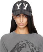 OPEN YY Brown 'Yy' Checkered Heart Bone Ball Cap