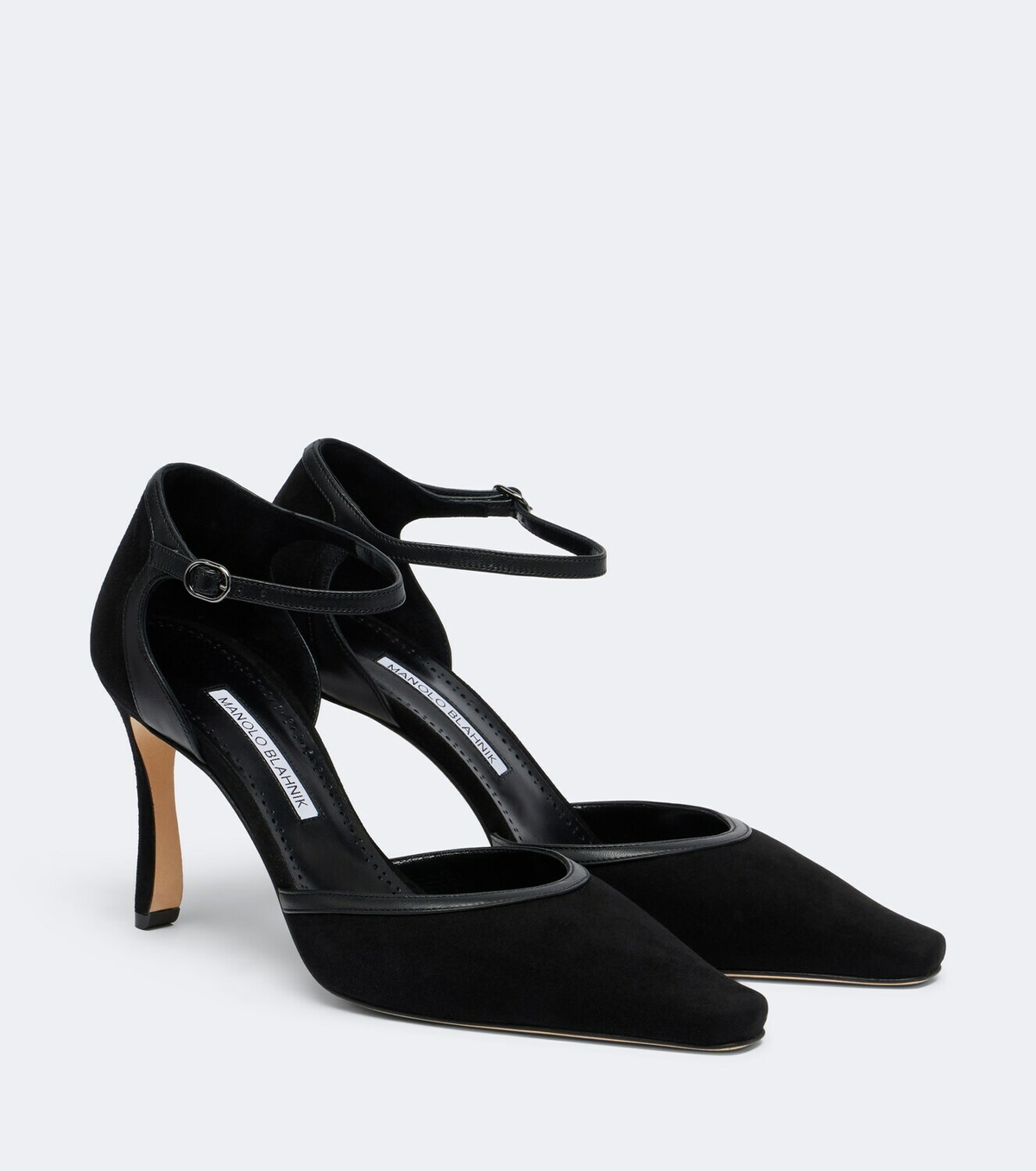 Manolo Blahnik Armelia leather-trimmed suede pumps