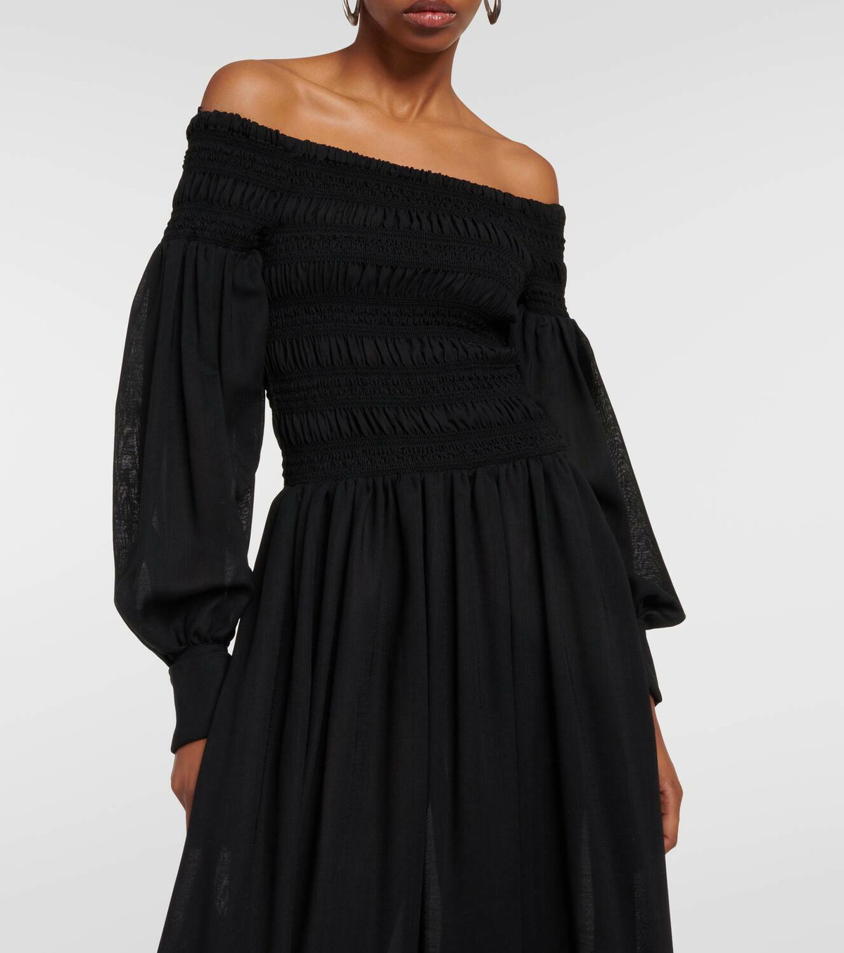 Max Mara Manu off-shoulder virgin wool maxi dress Max Mara