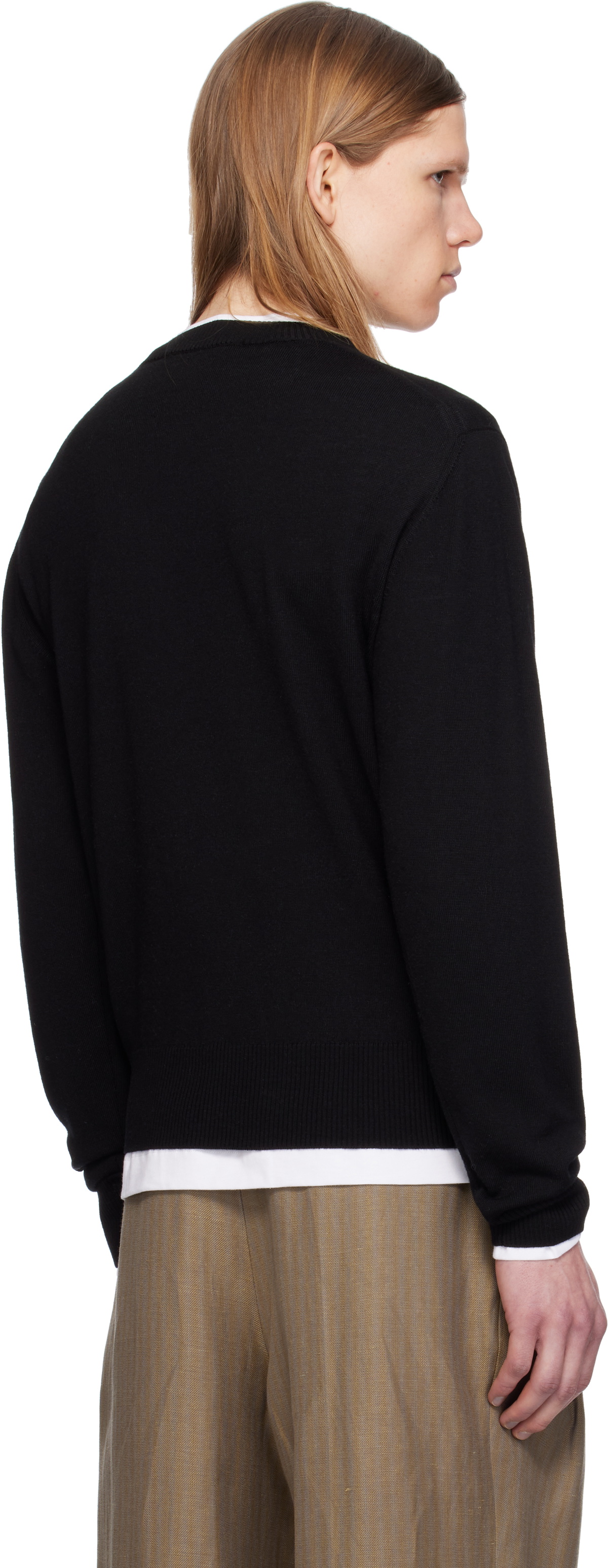 AMI Paris Black Wool Ami de Coeur Crew Neck Sweater