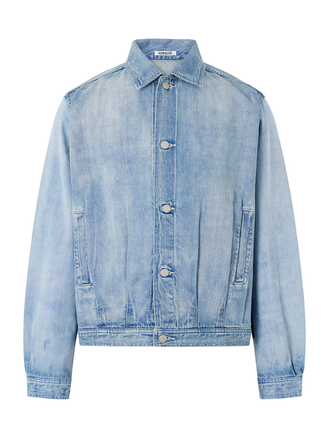 AURALEE Blue Denim Bleached Light Blouson Shirt Auralee
