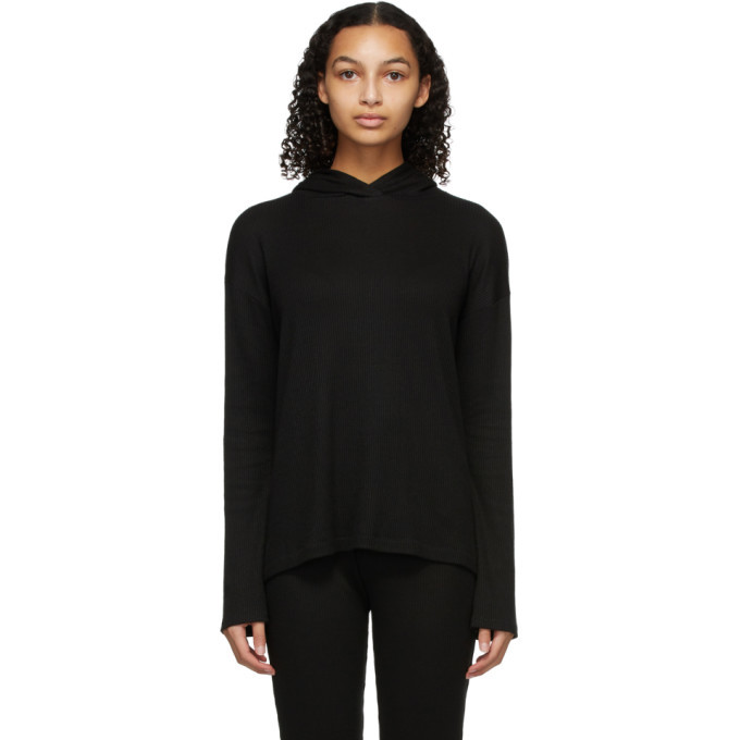 rag and bone Black The Knit Rib Hoodie Rag and Bone