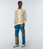 Bode - Beaded Trailing Blossom linen and cotton shirt