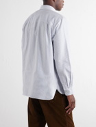 A.P.C. - Mateo Striped Logo-Embroidered Cotton-Poplin Shirt - Blue