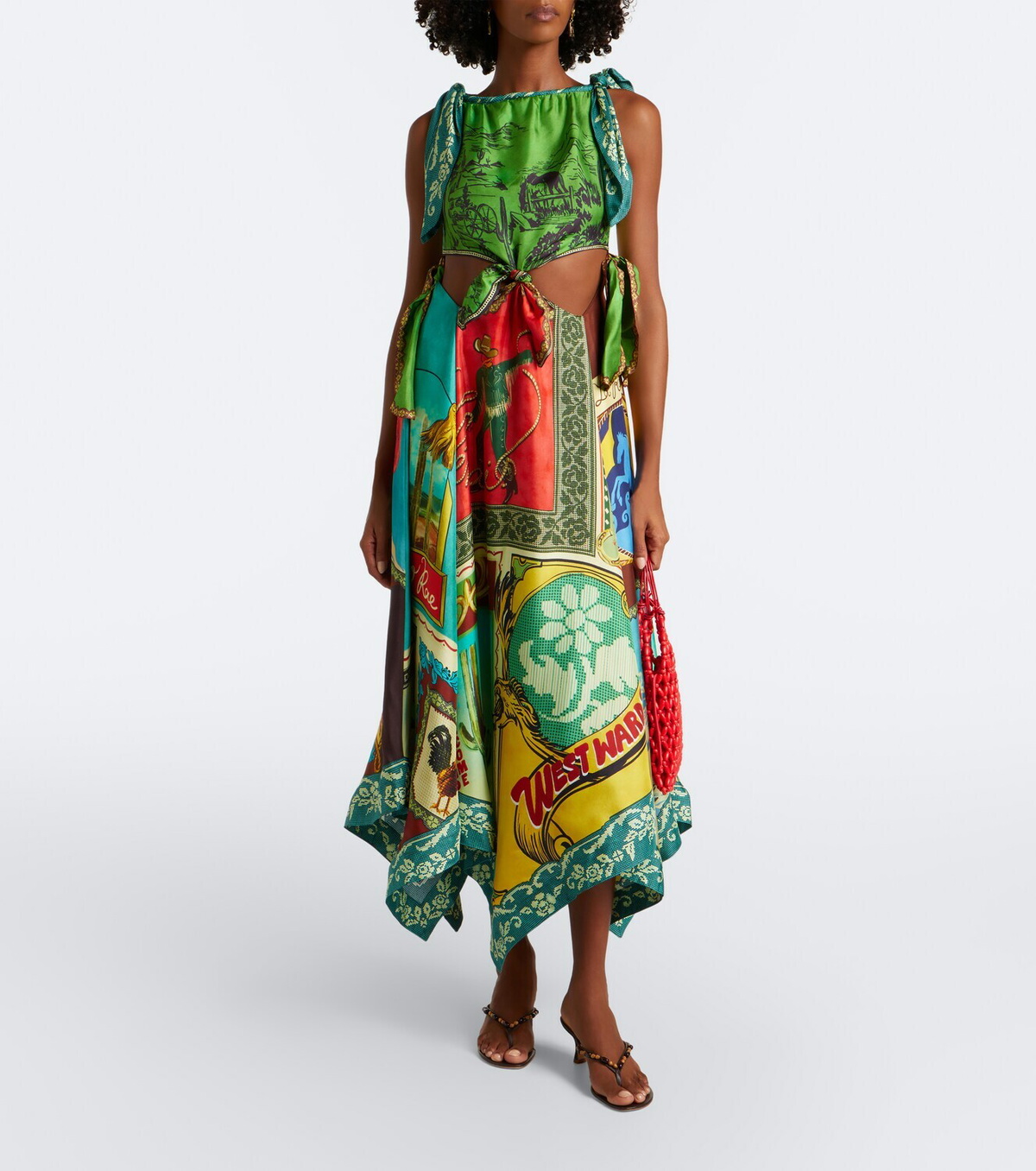 Alémais Ace cutout printed silk midi dress