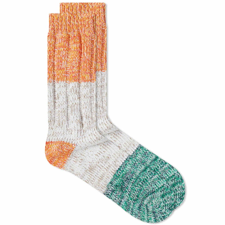 Photo: Thunders Love Men's Charlie Collection Sock in Orange/Green