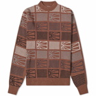 PACCBET Men's Intarsia Knit Sweater in Brown
