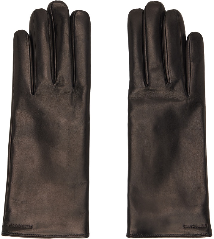 Photo: Ferragamo Black Embossed Gloves