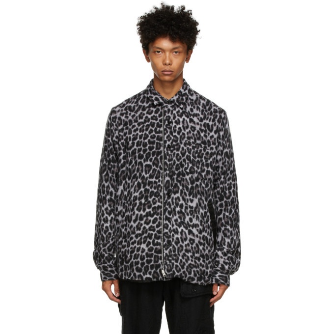 Photo: Sacai Black and Grey Wool Leopard Shirt