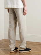Oliver Spencer - Claremont Tapered Pleated Striped Linen Trousers - Neutrals