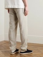 Oliver Spencer - Claremont Tapered Pleated Striped Linen Trousers - Neutrals