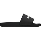 Palm Angels Black Classic Logo Pool Slides