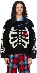 Charles Jeffrey Loverboy SSENSE Exclusive Black Graphic Boxy Slash Sweater