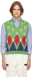 Gucci Green 'Argyle' Knit Sweater