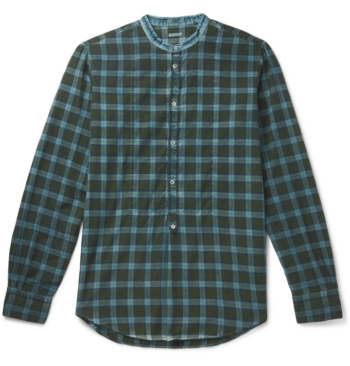 Photo: Massimo Alba - Kos Checked Cotton-Twill Half-Placket Shirt - Green