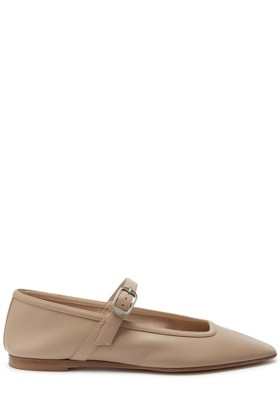 LE Monde Beryl Lea Mary Jane Leather Ballet Flats Beige Le Monde Beryl