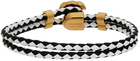 Versace Black & White Leather Medusa Bracelet