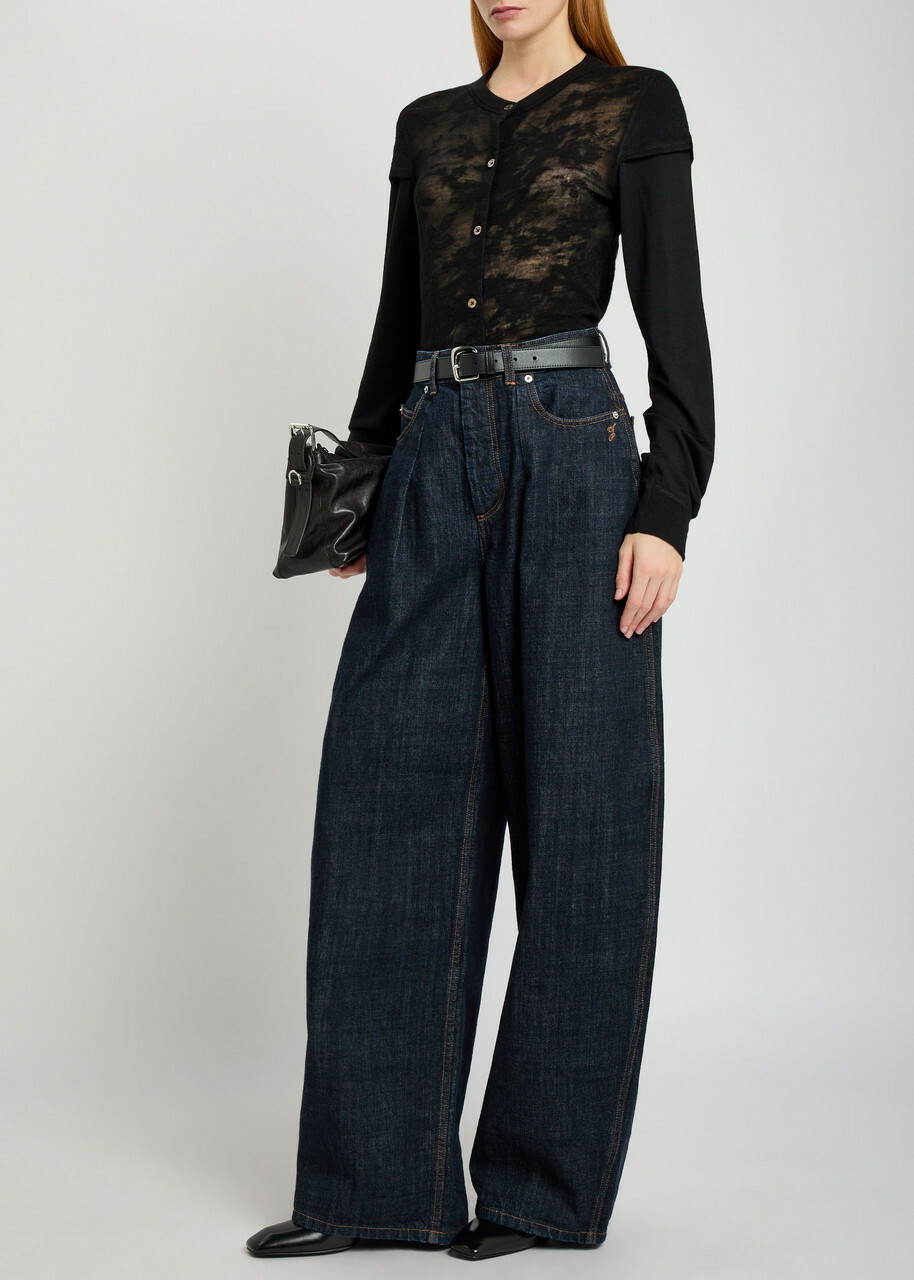 Our Legacy Heat Floral-jacquard Merino Wool top Black